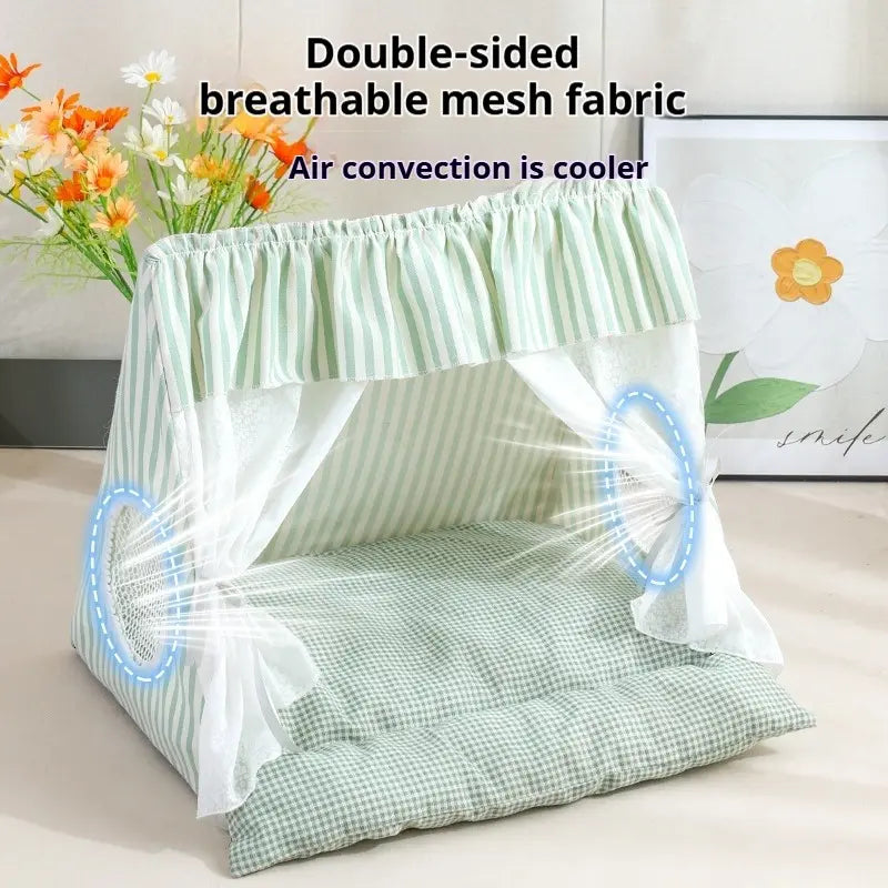 Cozy Washable Cat and Dog Tent Bed - Plush Semi-Enclosed Pet House for All Seasons